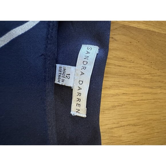 Sandra Darren Shift Dress Women Size 12 Stretch Midi Modest Wedding Guest Career - Picture 3 of 12